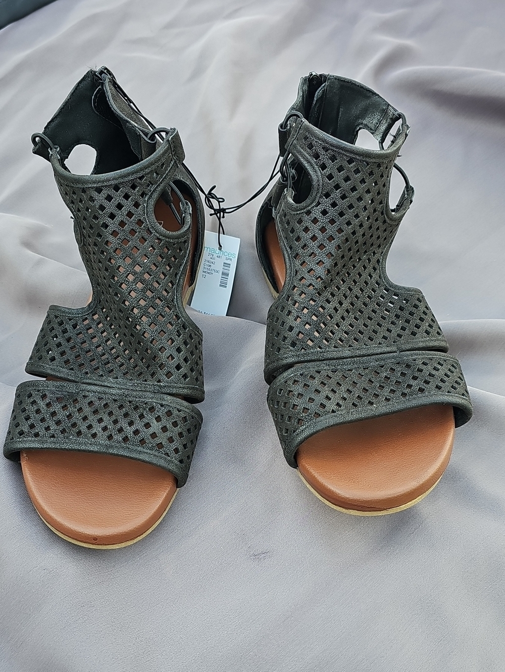 Maurices Black Laser-Cut Open-Toe Wendy Sandal A26
